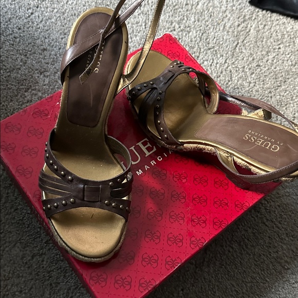 Guess Brown Strappy Heels - Picture 3 of 5